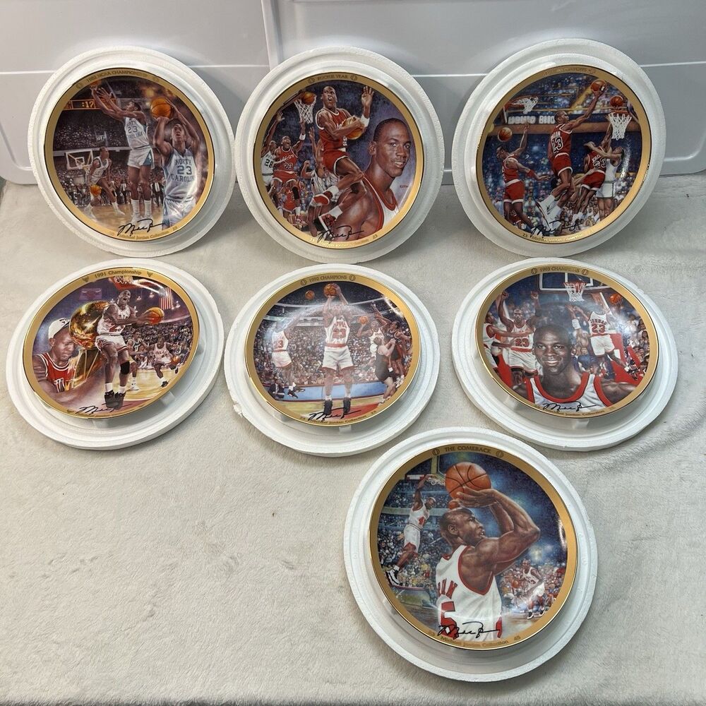 Bradford Exchange Upper Deck ‘Michael Jordan Collection’ Plate Lot Set Of 7